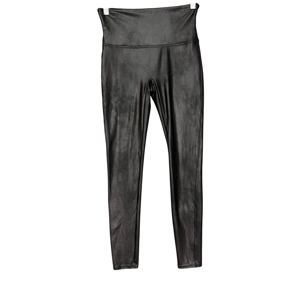 SPANX Faux Leather Leggings High Waist Black Women's Size L‎ G